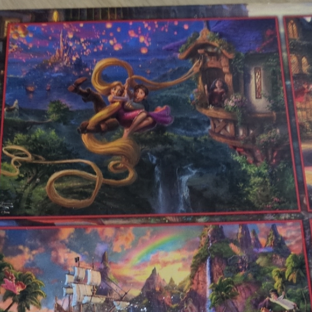 Disney Thomas Kinkade Studios 4-Pack Puzzle Set - Blue, Purple, Pink, Green - Picture 4 of 13